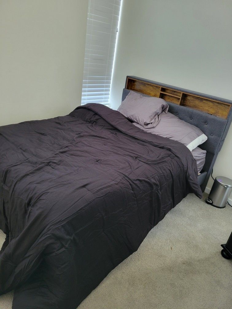 Full Size Bed Frame, Mattress, Sheets/comforter FREE