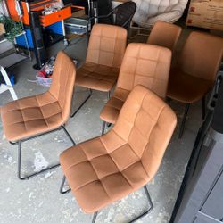 Dining Chairs Set of 4, Modern Kitchen Faux Leather Dining Room Chair for Kitchen Living Dining Room (4 Brown