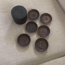 Vintage Hand Carved wooden Coasters 