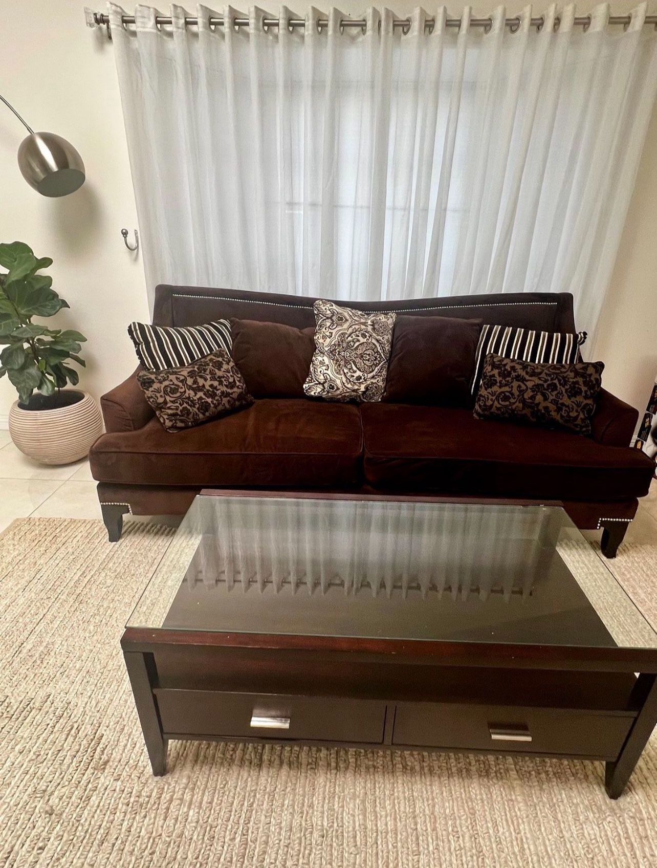 5 Piece Wood Furniture- Sofa, Loveseat, Chair, Coffee & Side Table