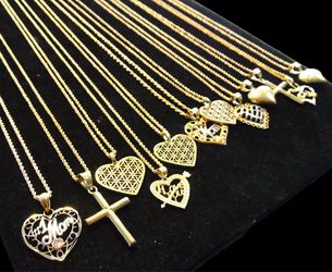 NEW 10K GOLD PENDANTS WITH CHAINS FOR SALE
