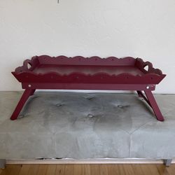 Vintage Folding Red Wood Lap/Bed/Tray Table/Desk