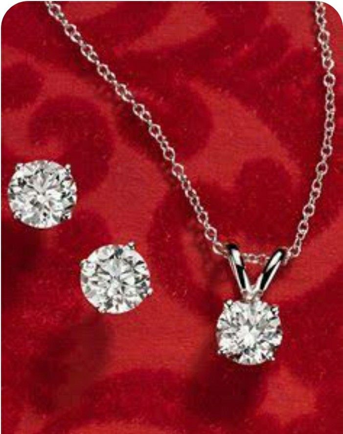 Diamond Stud Earrings And Pendant