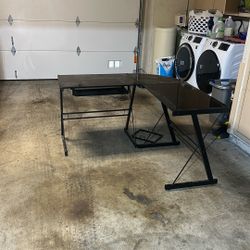 Black Steel And Glass L Shaped Computer Desk
