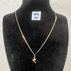 10K Solid Gold Chain and Pendant For Wedding 18 Inches Long 
