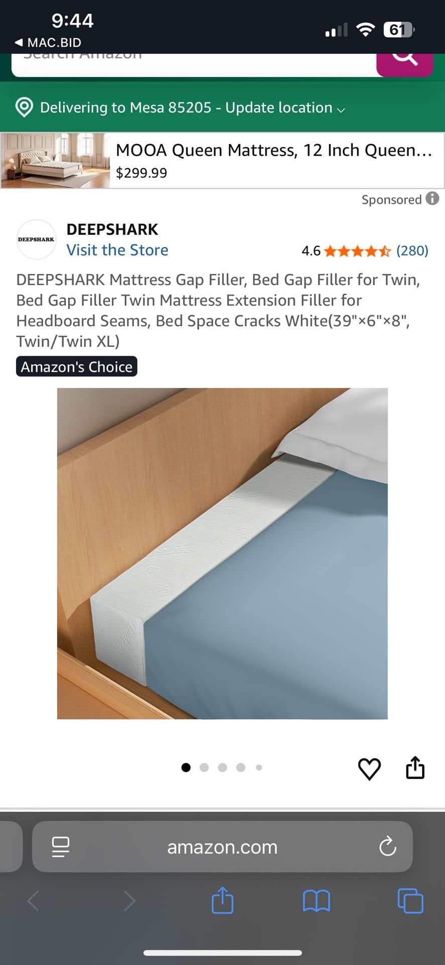 Deepshark Mattress Bed Gap Filler Twin/Twin XL