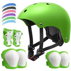 Kids Bike Helmet Set, Adjustable Helmet For Ages 2-3-5-8-14 Year Boys Girls, Toddler Pad Set With Knee And Elbow Pads For Bike, Roller, Skating, Scoot