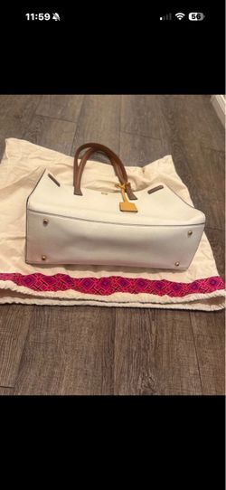 Tory Burch White Leather Tote Bag