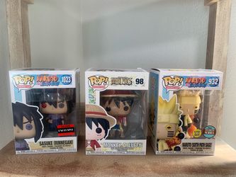 3 Funko Pops - Monkey D Luffy, Naruto & Sasuke