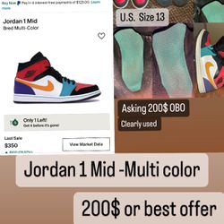 Jordan 1 Mid Multi- Color Size 13