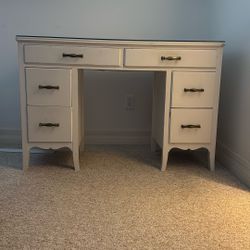 White Desk With Glass Top
