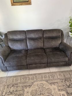 Gray Microfiber Reclining Sofa