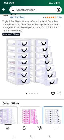 2 Pcs Plastic Drawers Organizer Mini Organizer Stackable Plastic Clear Drawer Storage Box Containers Storage Units for Desktop Classroom Craft 6.7 x 4