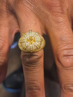 Gold-Tone CZ Dome Cocktail Ring Size 13