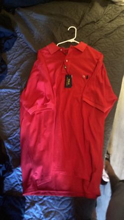 Red polo shirt