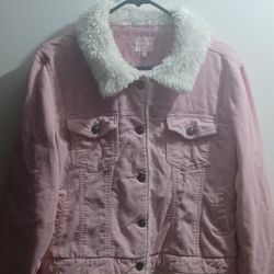 C'est Toi Ladies Pink Corduroy Jacket With Sherpa 