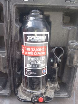 Torin 6 Ton (12,000 LBs) Capacity Hydraulic Welded Bottle Jack, With Storage Box & Jack Handle