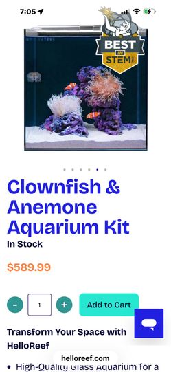 salt water complete set Hello reef 15 gallon aquarium salt water complete set
