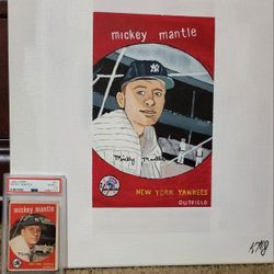 Mickey Mantle Canvas Hand Painting