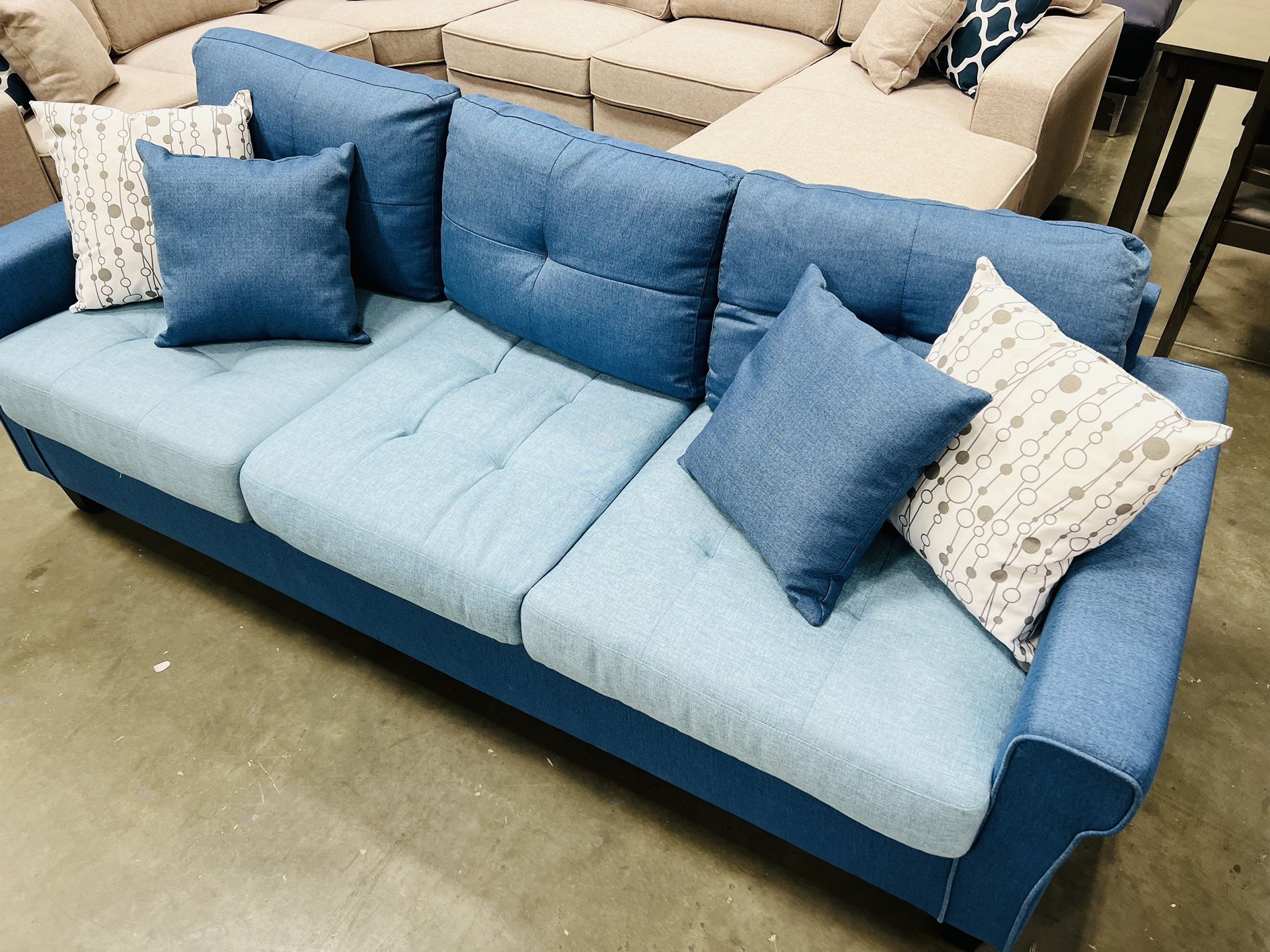 !!New!! 3 Seater Sofa, Sofa, Couch, Small Living Room Sofa, Game Room Sofa Couch, Loveseat, Blue Couch 