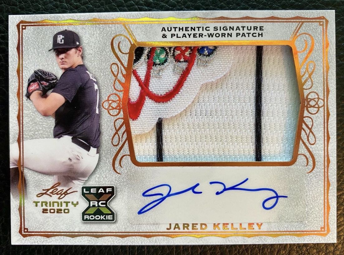 Jared Kelley 2020 Leaf Trinity Baseball #PA-JK1 ROOKIE CARD AUTO/WORN PATCH!!