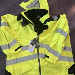 ortwest T400 Men's PW3 Hi Vis Reflective Waterproof Winter Safety Jacket Yellow/Black, 5X-Large