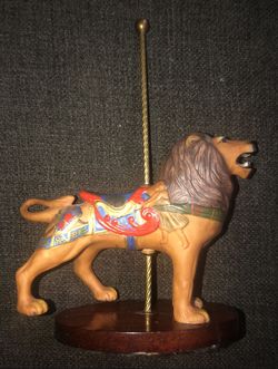 Franklin mint figurine carousel treasury art 1989 Manns NIB box Lion