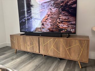TV Stand with Gold Geometric Detail