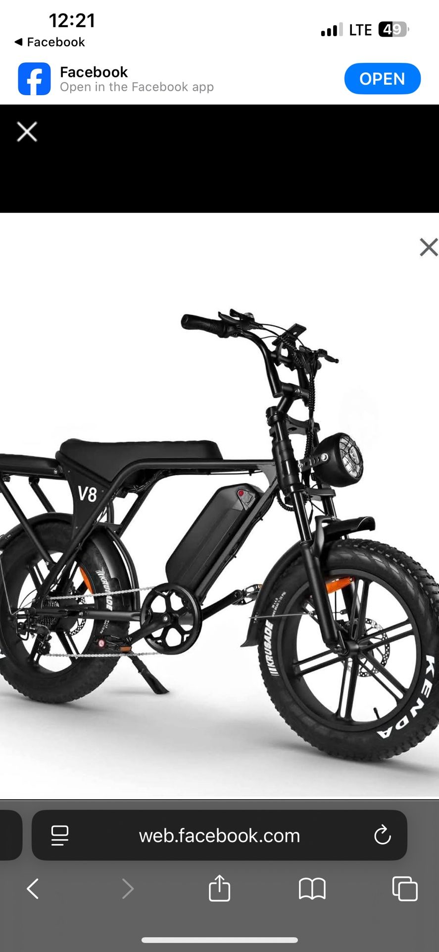 Hipatoo V8 Electric Mountain Bike 20" x 4.0 Shi-mano 7 Speed Electric Bike for Adults