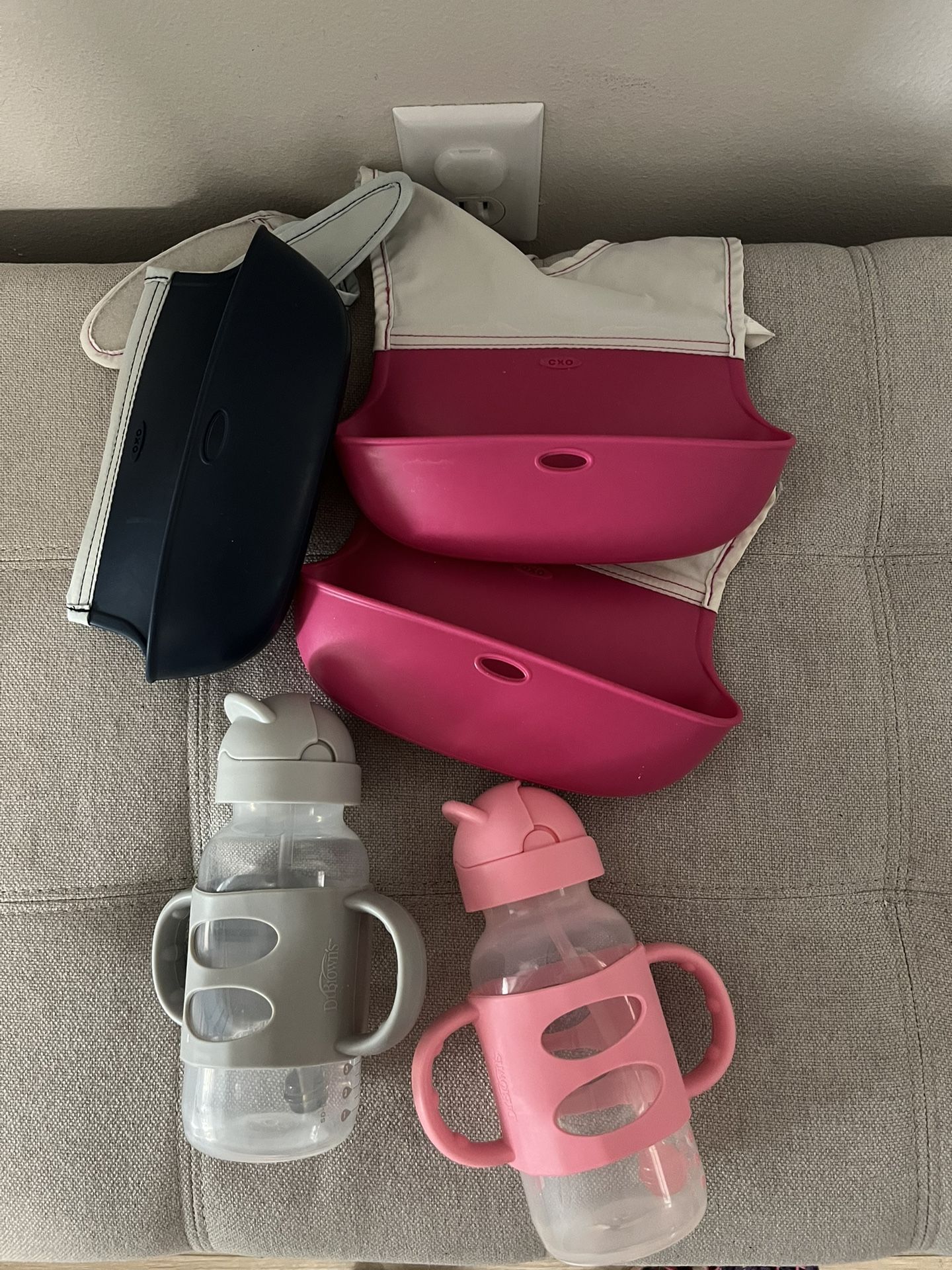 Bibs, Bottles, Changing Table And Covers