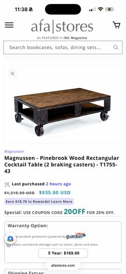 Pinebrook Wood Rectangular Cocktail Table