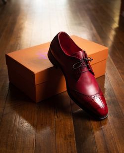 Dress shoes antique red calf/gator Oxford