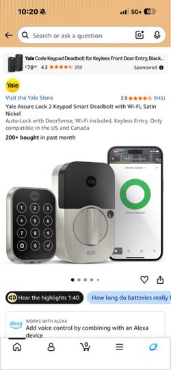 Yale Assure Lock 2 Smart Deadbolt with Wi-Fi