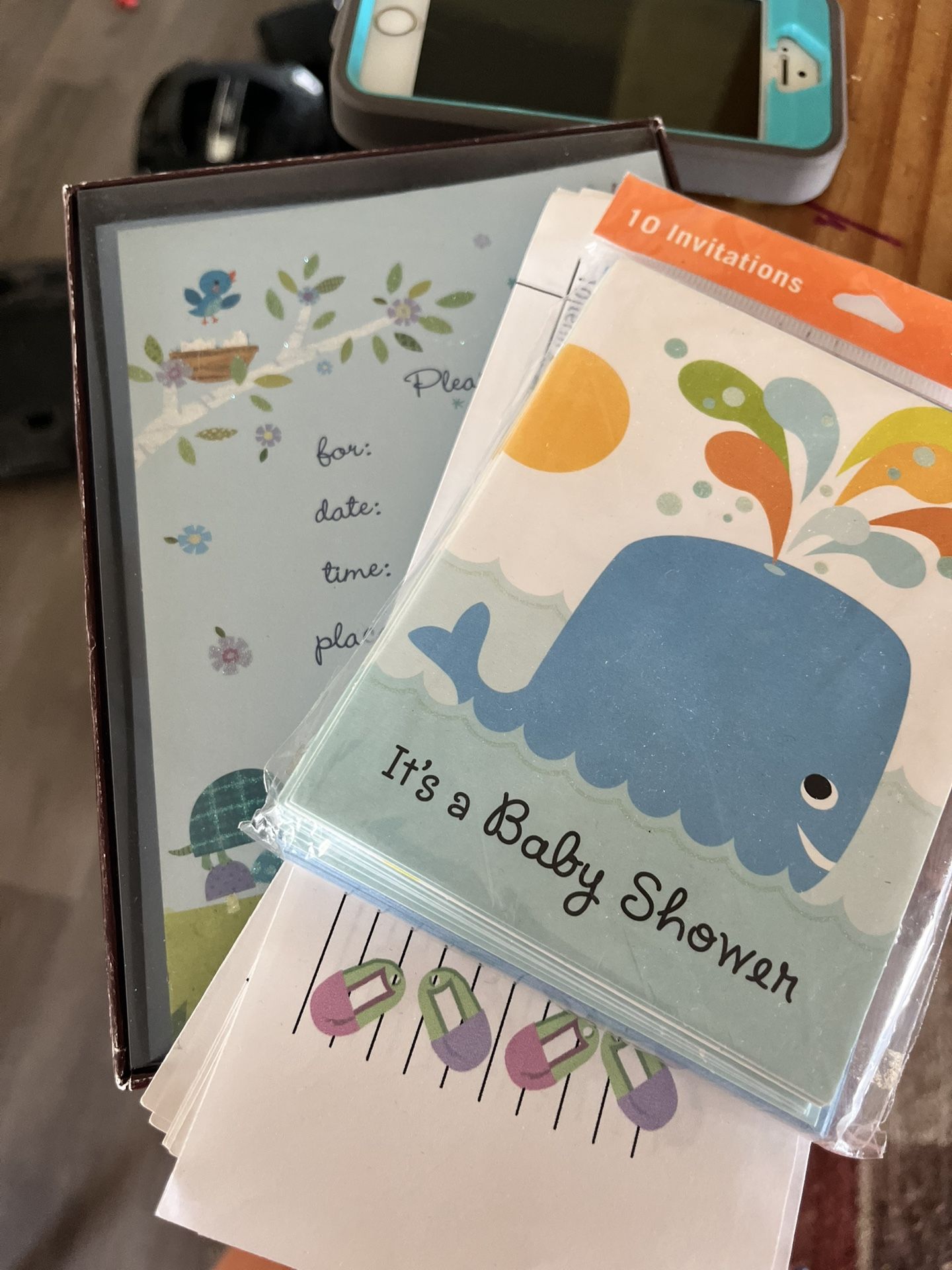 Blue Whale And Blue stork Shower Invitation