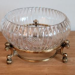 Vintage Crystal Brass Bowl