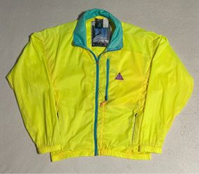 Vintage 90s Nike ACG Rainier Packable Windbreaker Bright Yellow Zip Jacket Medium