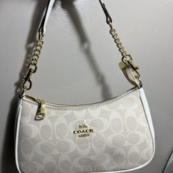 COACH White And Tan Purse 