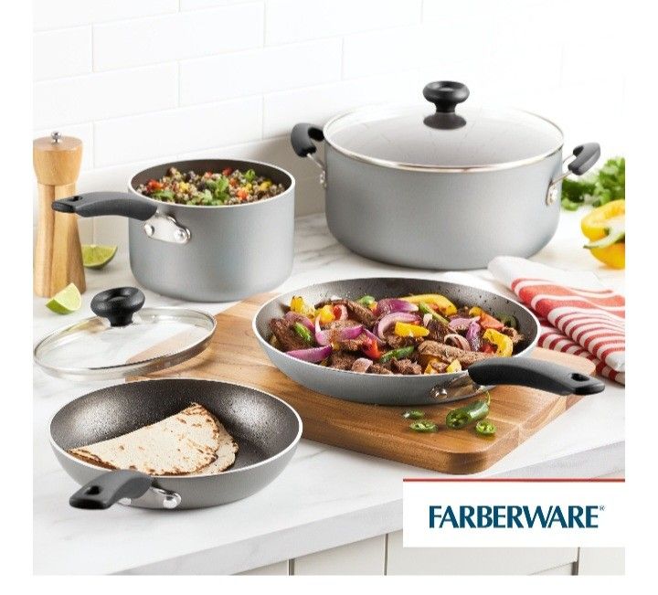 Farberware 20 Piece Easy Clean Aluminum Nonstick Cookware Pots and Pans Set,  Black for Sale in Ridgefield, NJ - OfferUp