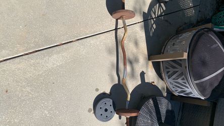 45lb dumbbell with EZ-curl bar