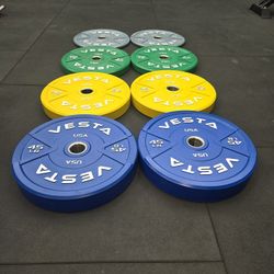 New! Vesta Colored Olympic Rubber Bumper Weight Plates 230lbs | 2inch holes | Gym Equipment | Fitness |  DELIVERY AVAILABLE 🚛