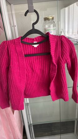 Hot Pink Knit Cropped Cardigan