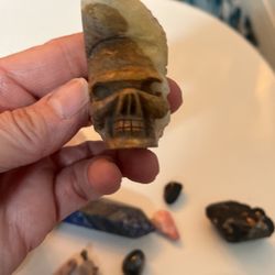 Citrine Crystal Skull Selenite And Lapis Wand And Iolite Wand 