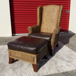 Padma’s Plantation BALI Wing Chair & Ottoman - Leather Upgrade