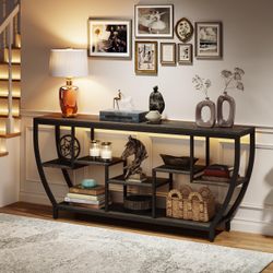 Tribesigns 70.9" Long Sofa Table with Shelves, Console Table with Storage Industrial Entryway Table TV Stand, Behind Couch Table Accent Tables for Liv
