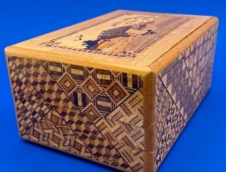 Vintage Japanese Yosegi Secret Puzzle Box - Mt. Fuji Inlay (Himitsu-Bako)