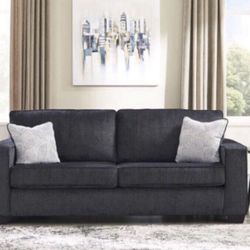 New Dark Blue Sofa With Pull Out Queen Sized Memory Foam Sleeper Bed 