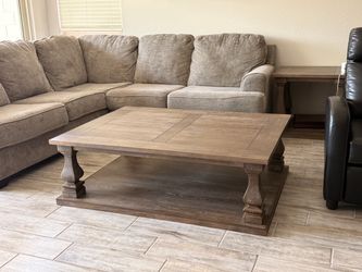 Rustic Wood Coffee Table with Baluster Legs