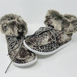 Gypsy Jazz "Fancy" Leopard Faux Fur Lined High Top Booties