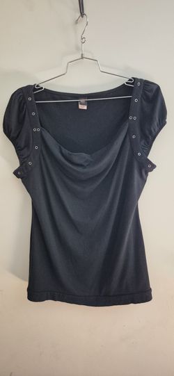 Vintage Y2K Cap Sleeve Top with Eyelets size XL
