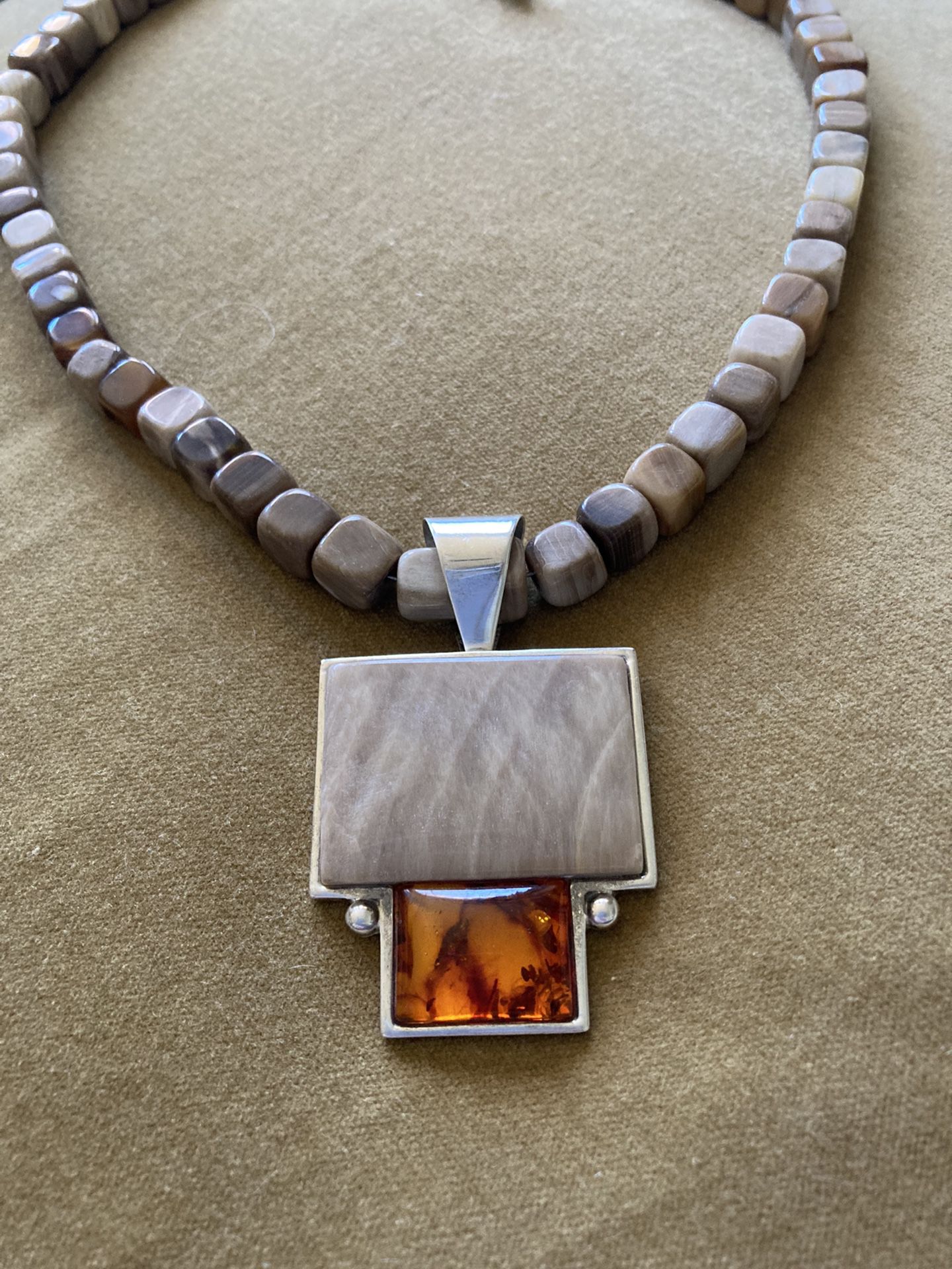 Jay King Sterling Silver Gem Stones Necklace With Jasper, Agate and Amber Stones!!!